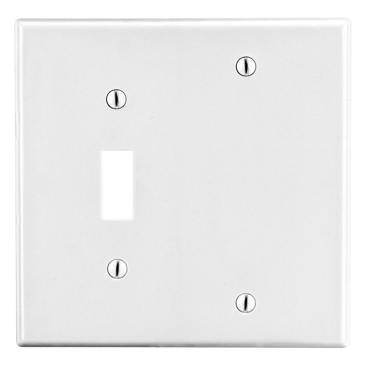 PJ113W Mid-Size Non-Metallic Wall Plate, 2 Gangs, 5 in W x 4.94 in H, Polycarbonate Thermoplastic, White