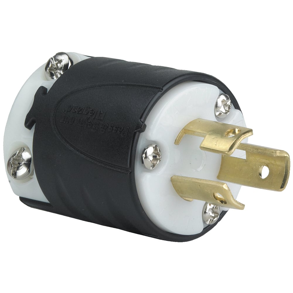 PSL615P 15 Amp NEMA L615 Plug - Black Back, White Front Body
