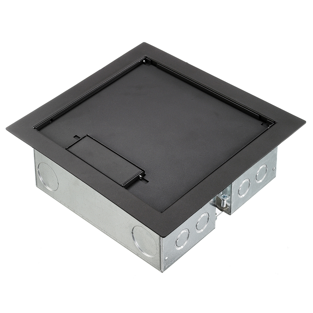 AFB301BK Deep Non-Adjustable Raised Access Floor Box With Cover, Steel, 31.3 cu-in Capacity, 4 Gangs, 10 in L x 10 in W x 4 in H