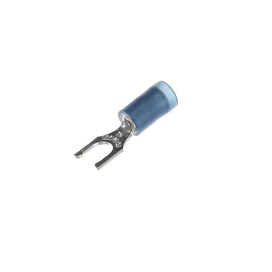 RB14-10FL Sta-Kon RB Series Insulated Fork Terminal, 18 to 14 AWG Conductor, 0.87 in L, Brazed Seam/Serrated Barrel, Copper, Blue