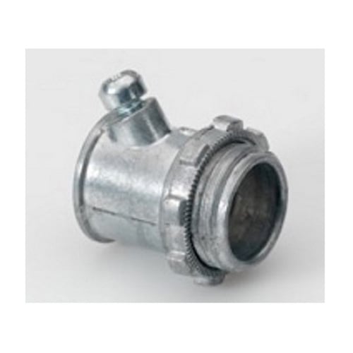 USL-120 Bridgeport Type USL Set Screw Connector, 3/8 in Trade, For Use With Extra Flexible Steel Conduit, Die Cast Zinc, Ball Burnished/Mirror Smooth