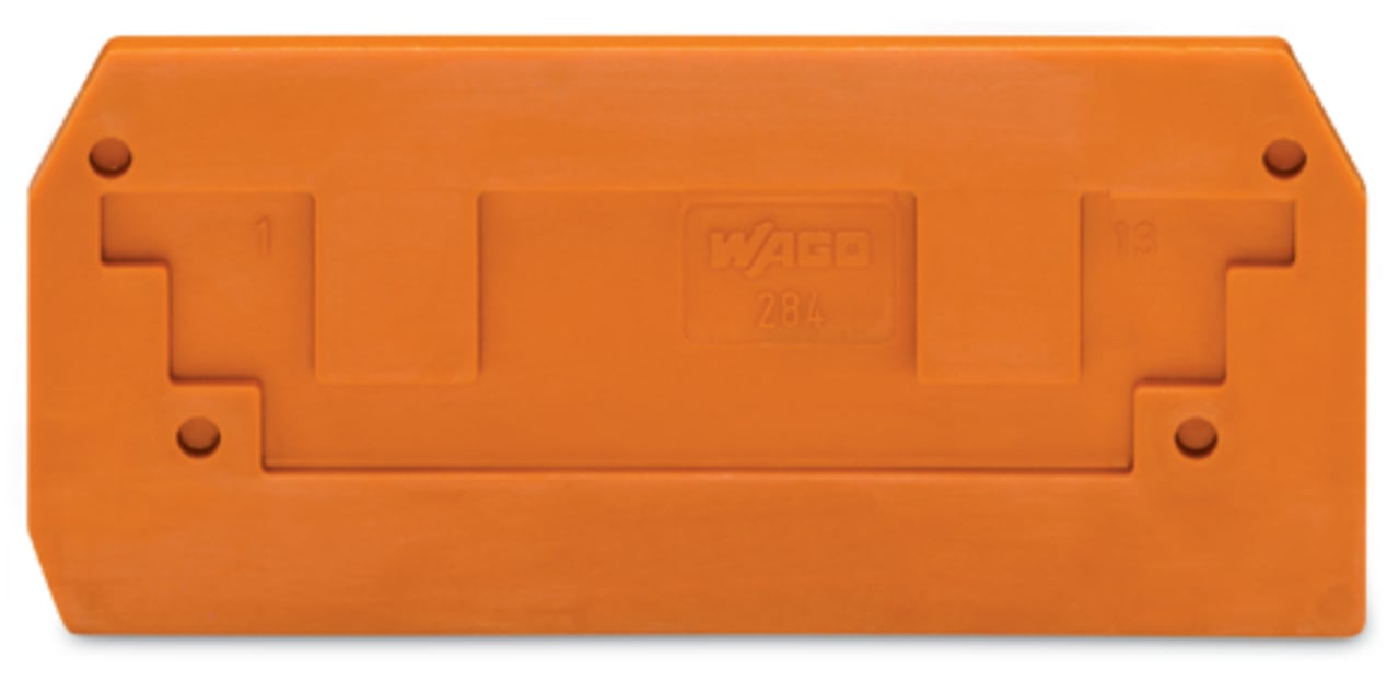 284-328 End and Intermediate Plate, For Use With Rail Mounted, Polyamide, Orange