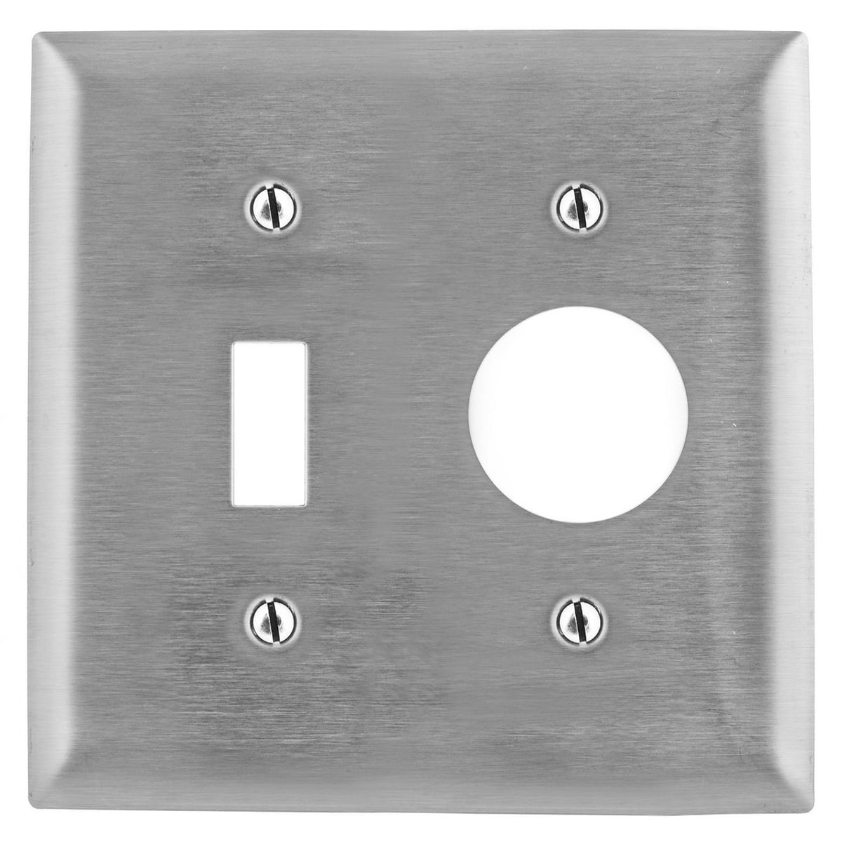 SS17 Standard Combination Wall Plate, 2 Gangs, 4-9/16 in W x 4-1/2 in H, 302/304 Stainless Steel, Metallic