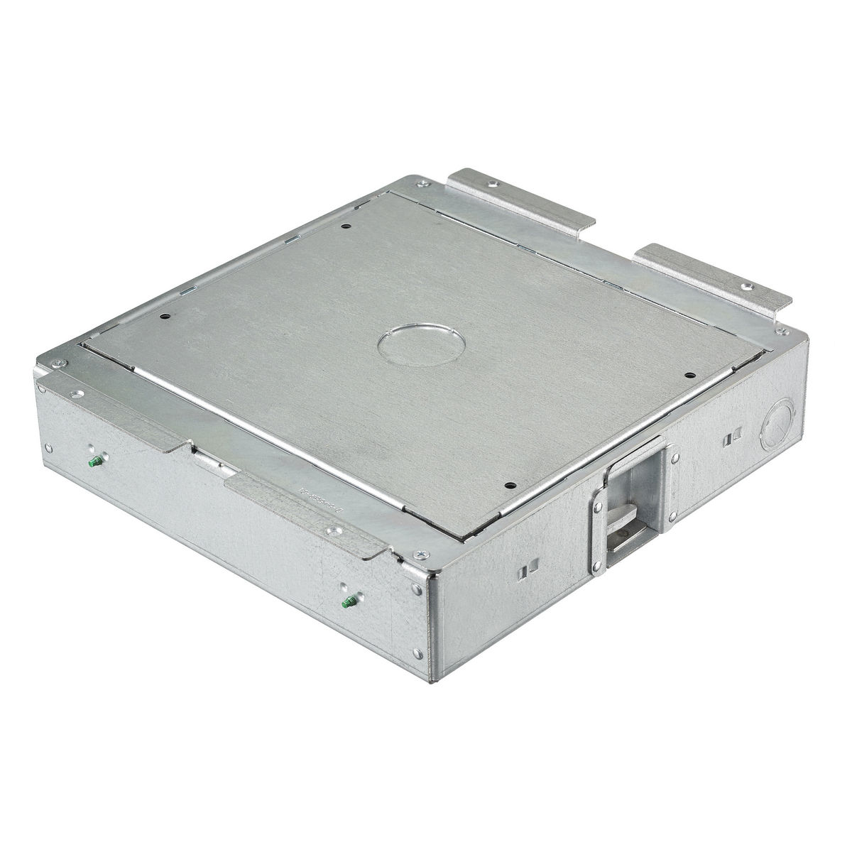 AFB4G25CHI Recessed Floor Box, Stamped Steel, 26.5 cu-in Capacity, 4 Gangs, 11.03 in L x 10.96 in W x 2.69 in H