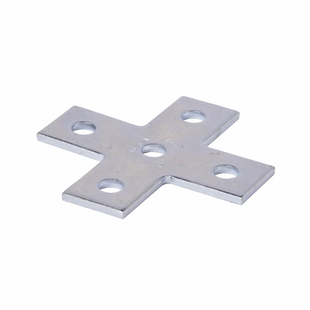 B132GRN Flat Cross Plate, 5 Holes, 5-3/8 in L x 5-3/8 in W x 1/4 in THK, Strip Steel