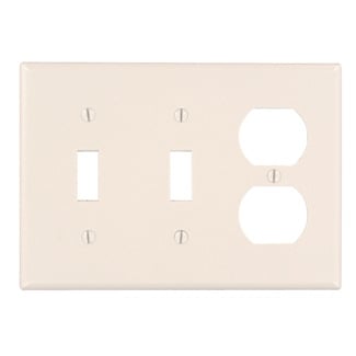 78021 Standard Size Traditional Combination Wall Plate, 3 Gangs, 6.38 in W x 4.5 in H, Thermoset, Light Almond