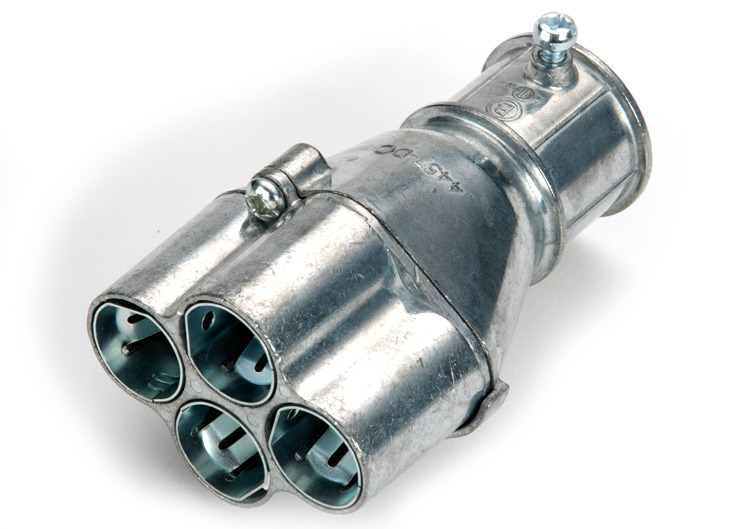 4457-DC Bridgeport Mighty-Merge Combination Coupling, 1 in, 3/8 in, For Use With Transition Fitting, EMT/Flexible Metal Conduit, Armored and Metal Clad Cable, Die Cast Zinc