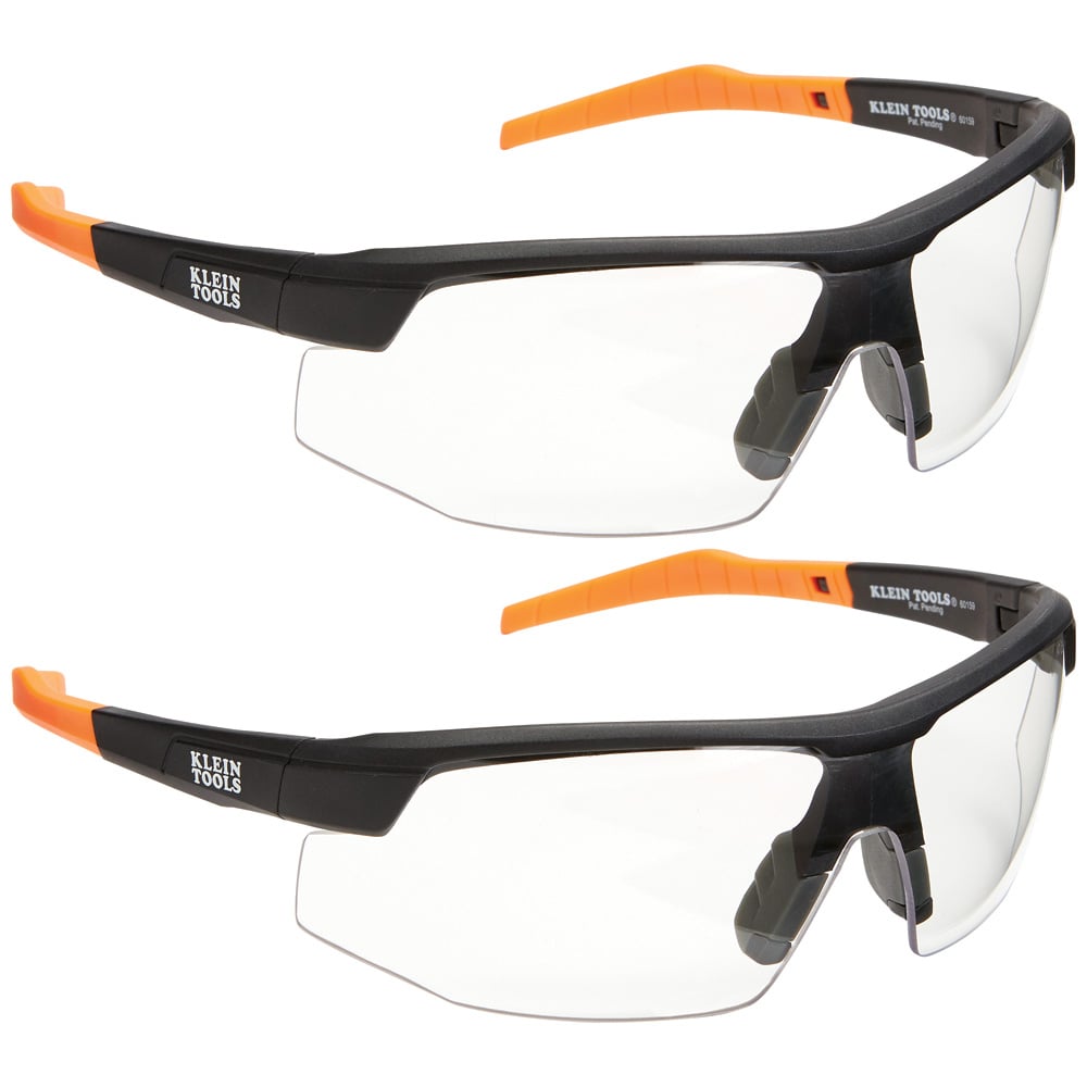 60171 Standard Safety Eyewear, Anti-Fog/Scratch-Resistant, Clear Lens, Half-Frame Frame, Black/Orange, Nylon Frame, Polycarbonate Lens, ANSI Z87.1+ (2015), CSA Z94.3 (2015), MIL-PRF-32432A (Class 1-Ballistics Fragmentation) Clause 3.8.4.1