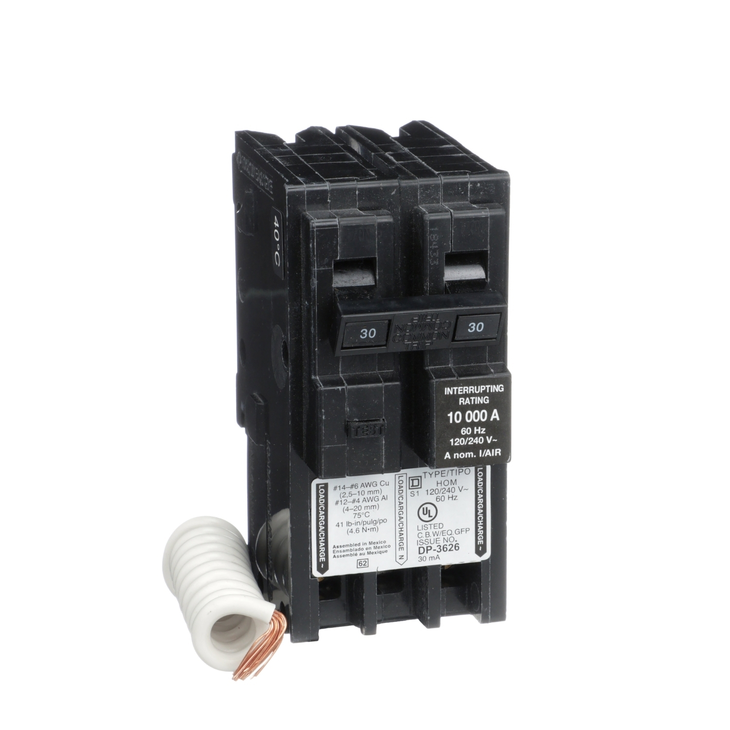 HOM230EPD Homeline Miniature Circuit Breaker, 30 Amp, 2 Pole, 120/240V