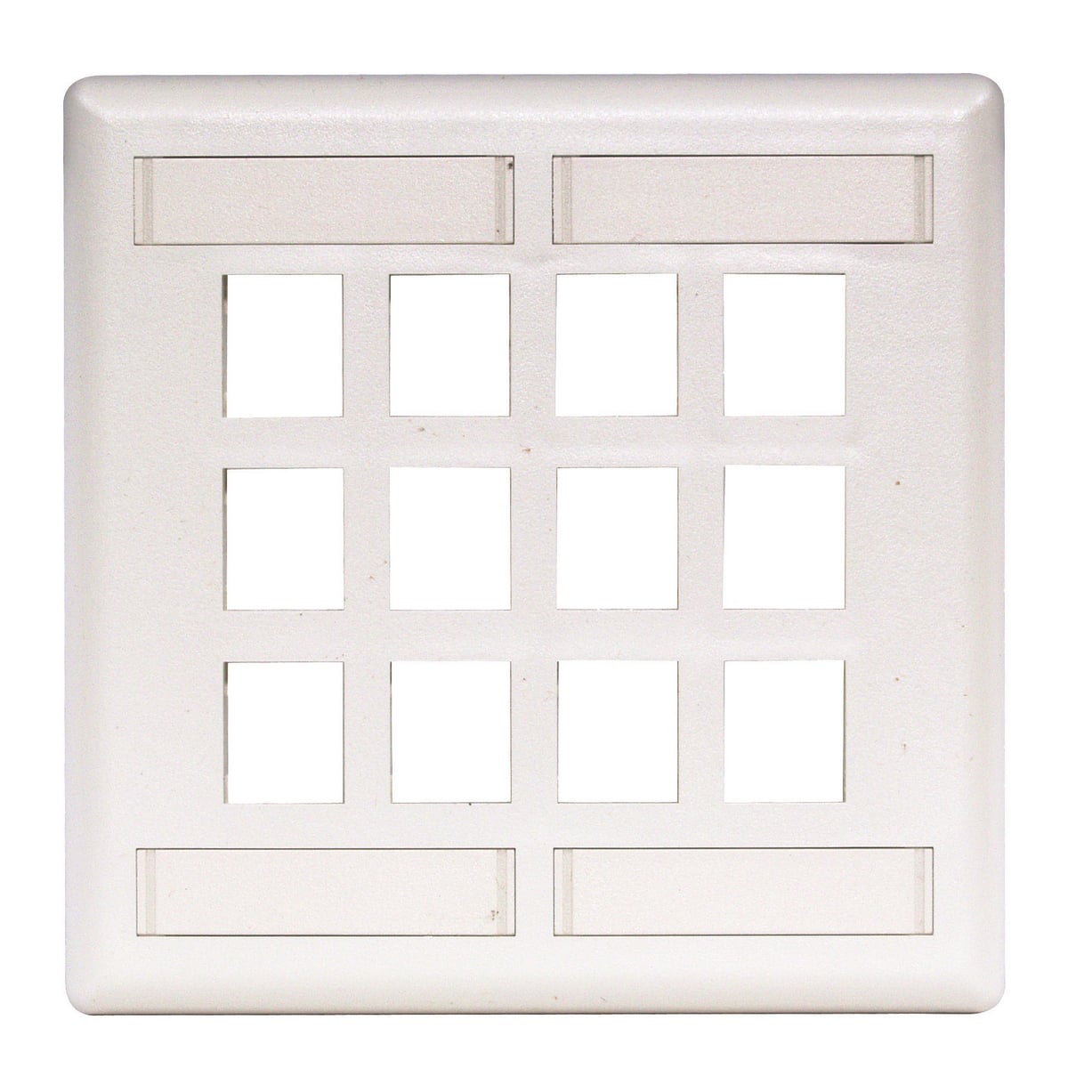IFP212W Molded Rear Load Standard Keystone Faceplate, 2 Gangs, 12 Ports, Phone/Data/Multimedia Module, Fastened Mount, ABS