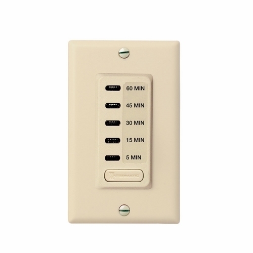 EI205 EI200 Auto Shut-Off In-Wall Electronic Countdown Timer, 5/15/30/45/60 min Setting, 120 VAC, 1/2 hp, 1NO 1 Form A SPST Contact, 1 Poles