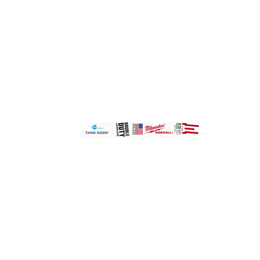 48-00-4186 Ice Hardened Sawzall Double Duty Straight Back Thin Kerf Reciprocating Saw Blade, 6 in L x 3/4 in W, 24 TPI, Bi-Metal Body, Universal/Toothed Edge Tang