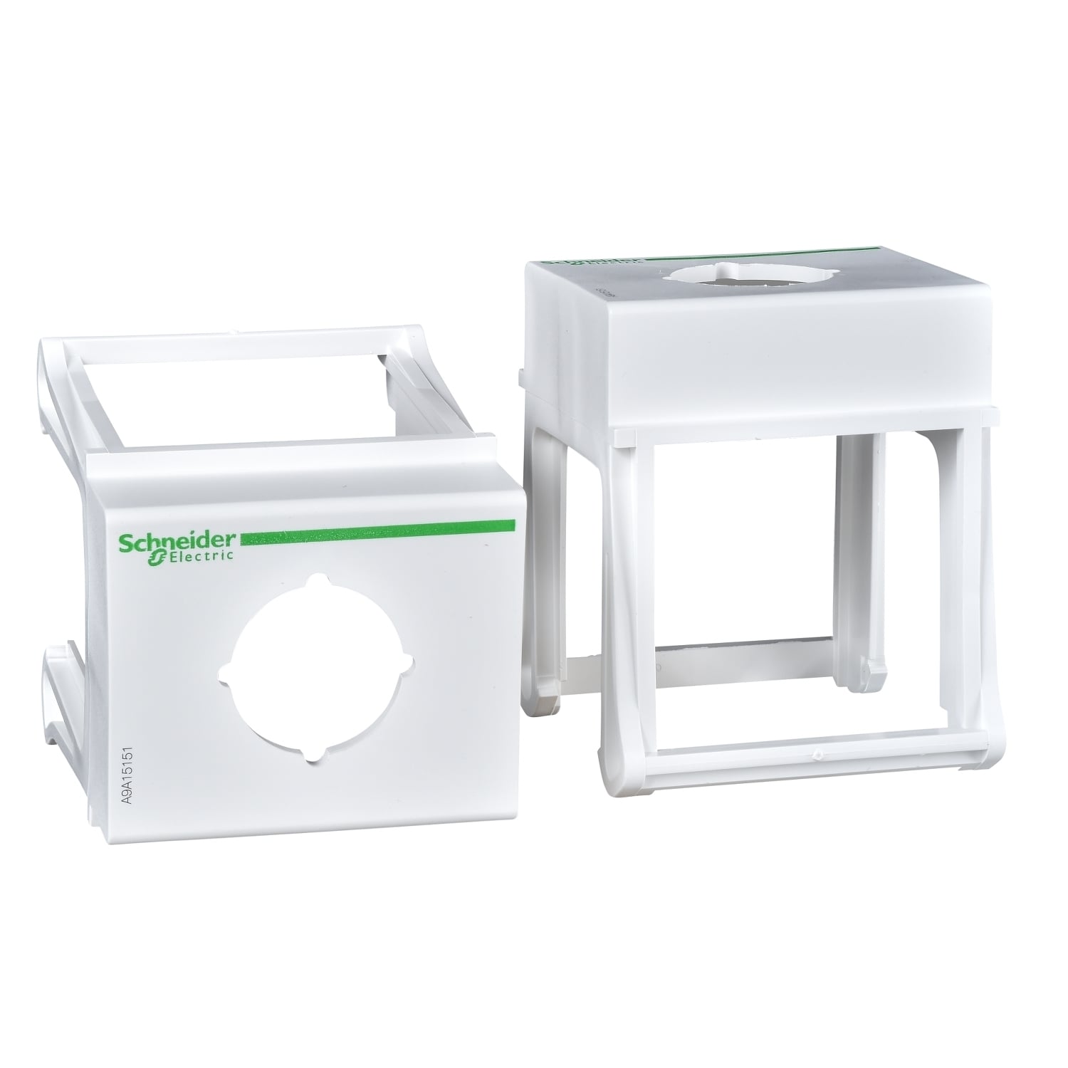 A9A15151 DIN Rail Mounting Base, For Use With Modicon M221, Harmony XB4, XB5 Control Button, 35 mm Symmetrical DIN Rail Mount, 0.88 in Dia Drilling, 2.36 in Internal Depth, White
