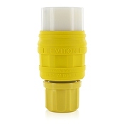 76W81-C Wetguard 3-Phase Grounding Watertight Cable Mount Locking Connector, 120/208 V AC, 20 A, 4 Poles, 5 Wires, Yellow