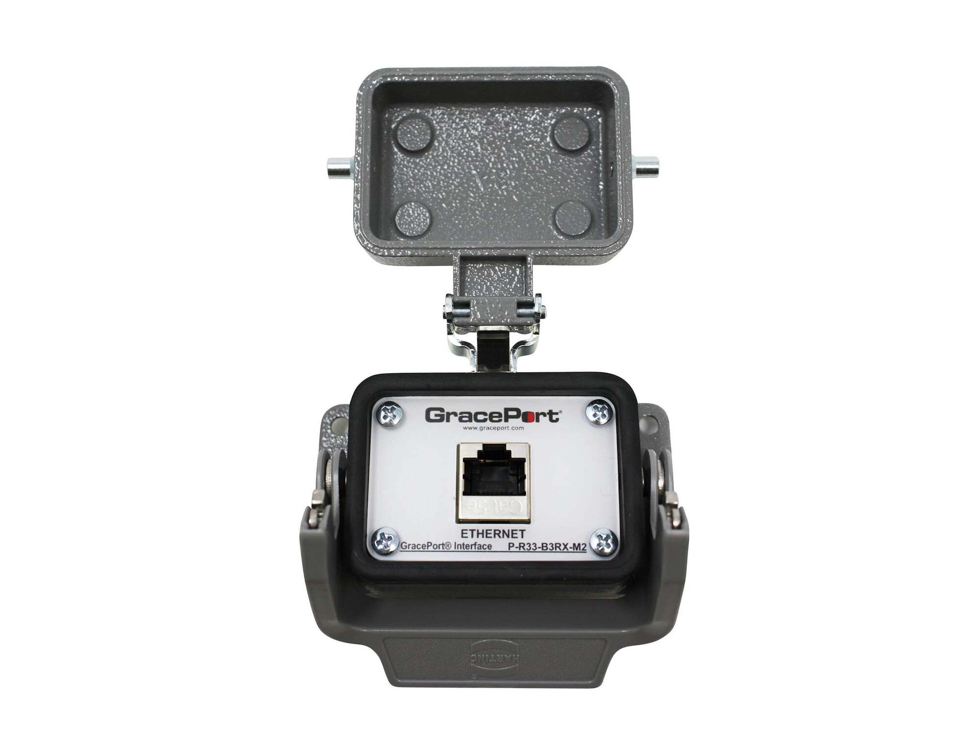 Panel Interface Connector with Category 5e Shielded RJ45, Panel Mount Housing and Metal Cover, No outlet/power option