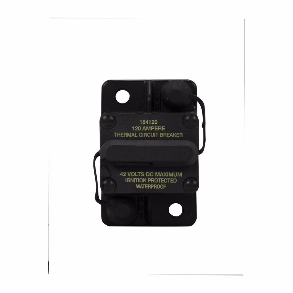 CB181F-120 Type I High Amp Waterproof Automotive Circuit Breaker With SEMS Nuts, 30 V DC, 120 A, 3 kAIC Interrupt, Surface Mount, Threaded Stud Terminal