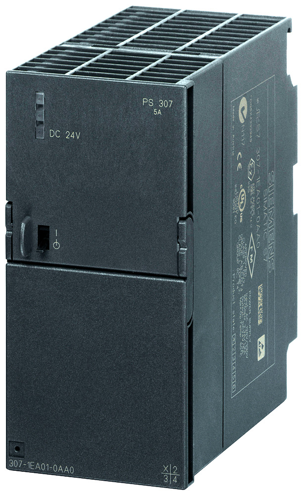 6ES73071EA010AA0 SIMATIC S7-300 1-Phase Regulated Power Supply, 120/230 V AC Input, 24 VDC Output, 120 W Power Rating, 5 A, DIN Rail Mounting