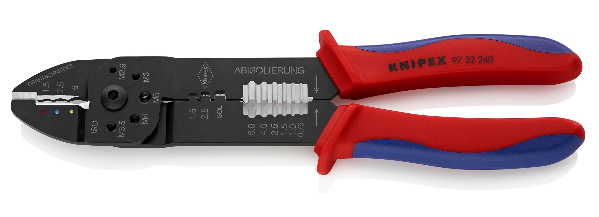 Crimping Pliers, 9 1/2 in., Multi-Component, F and Oval Crimp, 3 Crimp Position