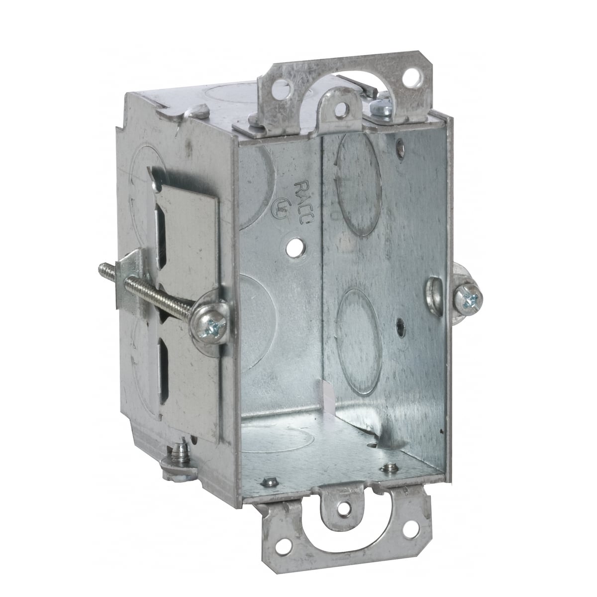 506 Gangable Switch Box, Steel, 12.5 cu-in Capacity, 1 Gangs, 1 Outlets, 4 Knockouts, 2.75 in H x 4.22 in W x 2.5 in D