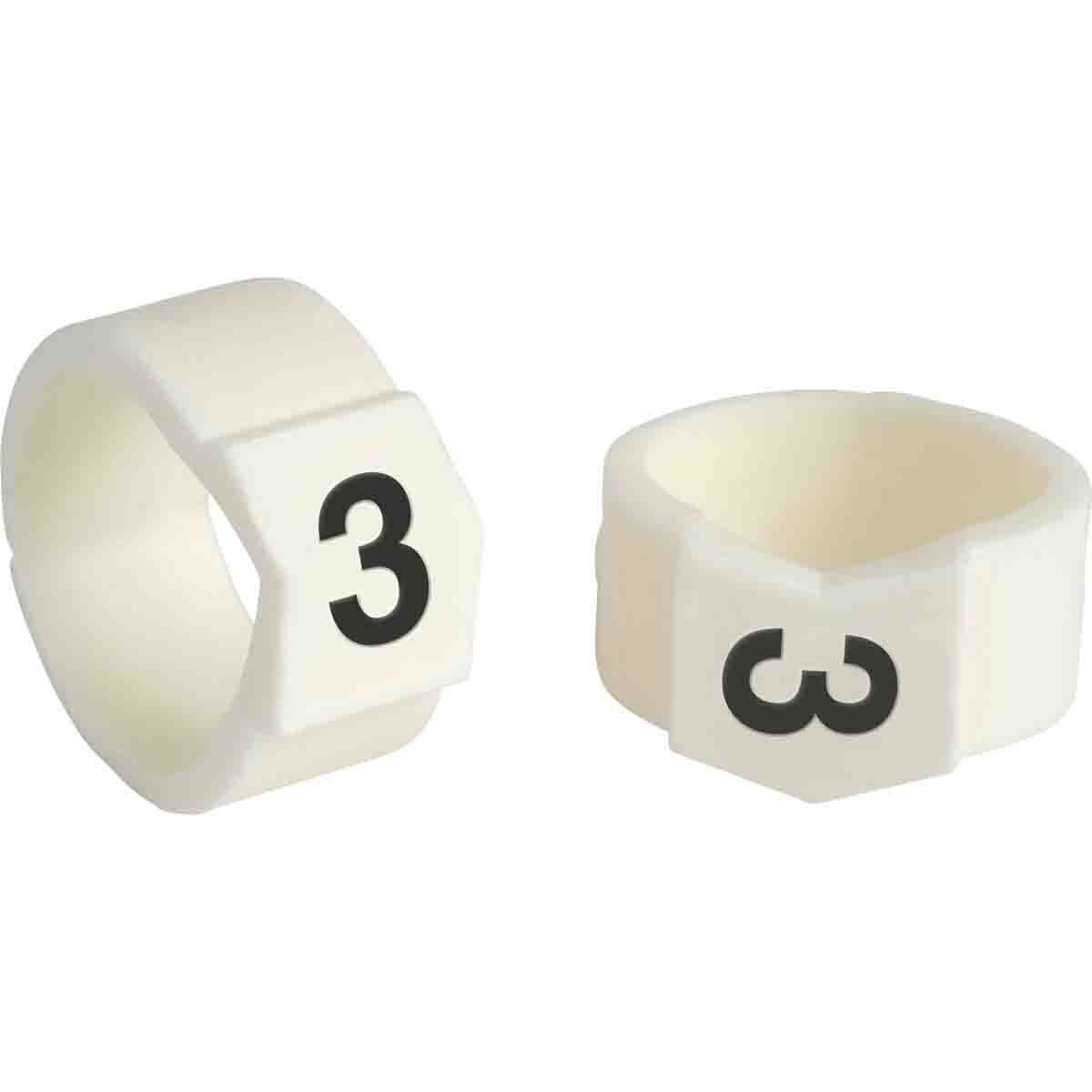 SCN61-3 Clip-Sleeve SCN Pre-Printed Wire Marker, 0.61 to 0.67 in Wire, 3 Legend, Black on White Legend, White Marker, Nylon