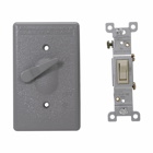 Eaton Crouse-Hinds series weatherproof toggle switch cover, Aluminum, Single-gang, With 15A/125V single-pole switch