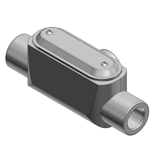 T17CG-TB T&B BlueKote Type T Pre-Assembled Conduit Body With Cover, Gasket, 1/2 in Hub, Form 7 Form, 6 cu-in Capacity, Iron, Epoxy Powder Coated/Zinc Plated