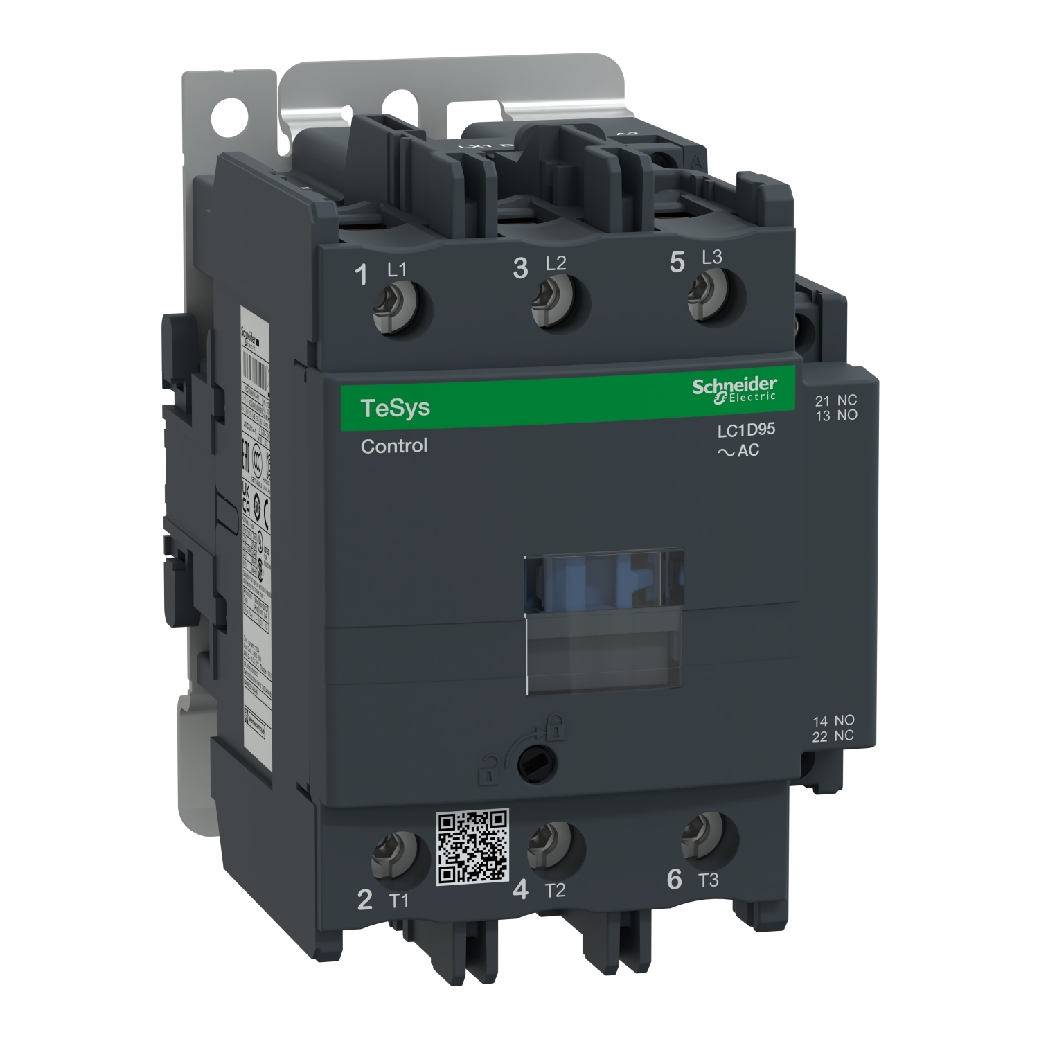 LC1D95B7 TeSys D LC1D Non-Reversing IEC Contactor With Safety Cover, 24 V AC V Coil, 95/125 A, 3NO Contact, 3 Poles