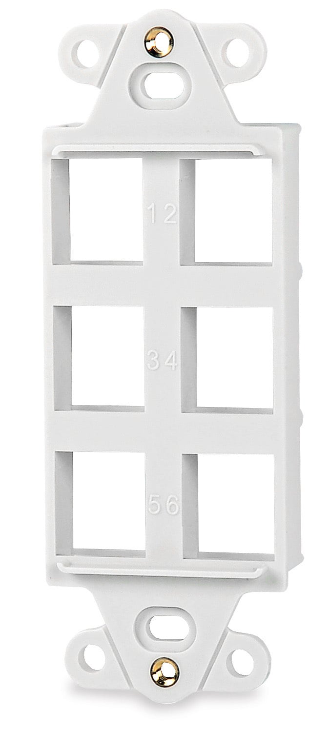 DA-6-WH Adapter, For Use With Jack and Multimedia Module, Decora Plate, Flush Mount, Thermoplastic, White
