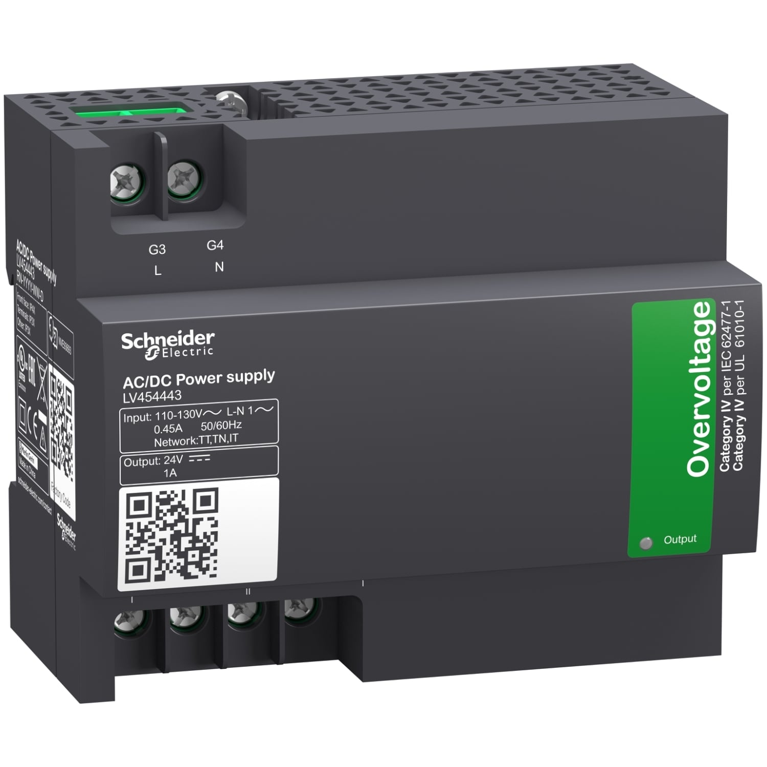 LV454443 External power supply module, for use with Masterpact MTZ/MasterPact NT/Masterpact NW/ComPact NSX/ComPact NSX DC/ComPact NS630b to 1600/ComPact NS1600b to 3200/PowerPact H/PowerPact J/PowerPact L/PowerPact P/PowerPact R