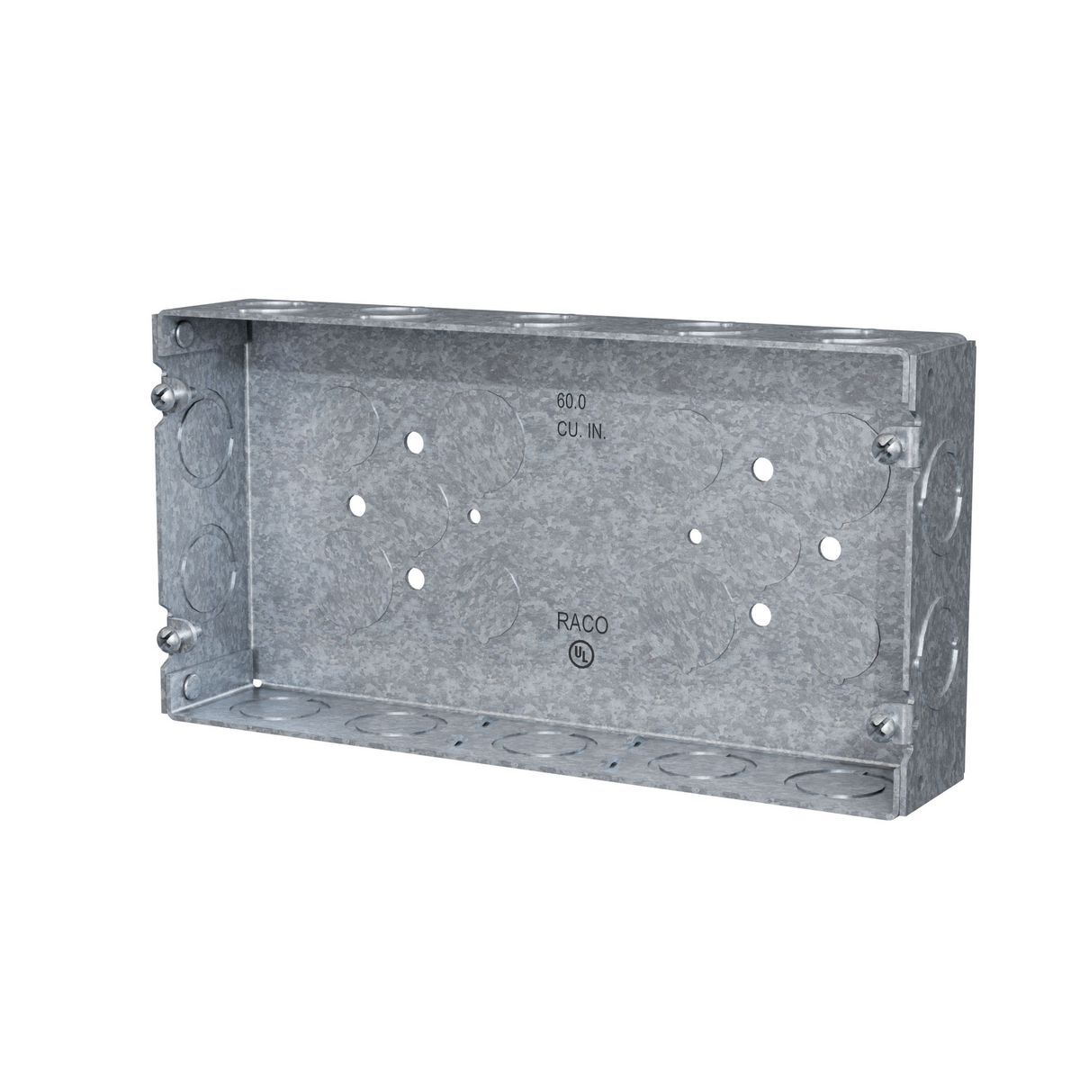 952 Gang Box, Steel, 60 cu-in Capacity, 3 Gangs, 24 Knockouts