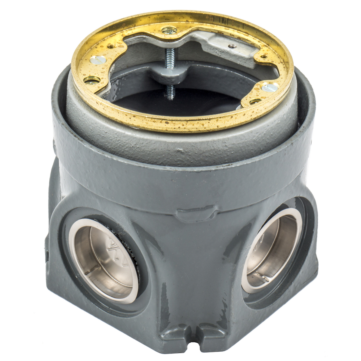 B2506 B25 Fully Adjustable Standard Sized Floor Box, Cast Iron, 50.8 cu-in Capacity, 1 Gangs, (4) Knockouts, 5 in L x 4.66 in W x 4.75 in H