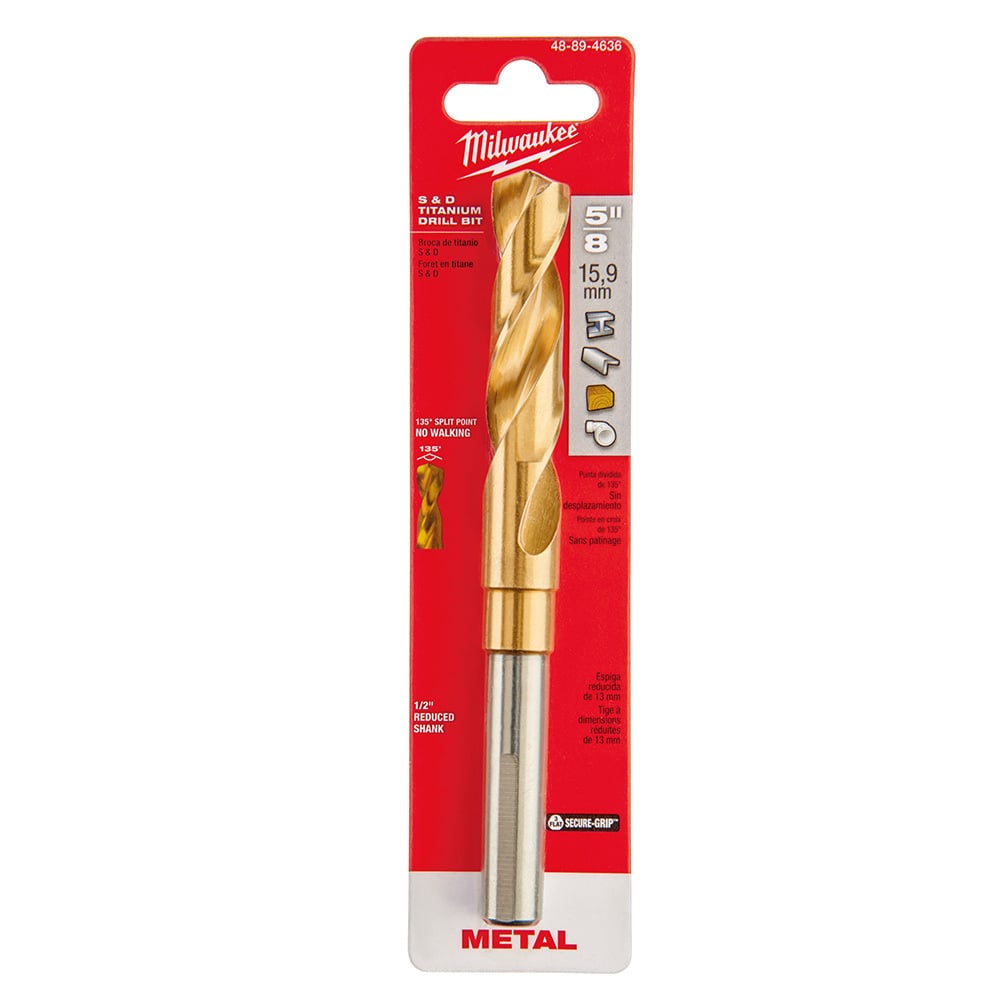 48-89-4636 Silver and Deming Drill Bit, 5/8 in Drill - Fraction, 0.625 in Drill - Decimal Inch, 1/2 in Shank, HSS