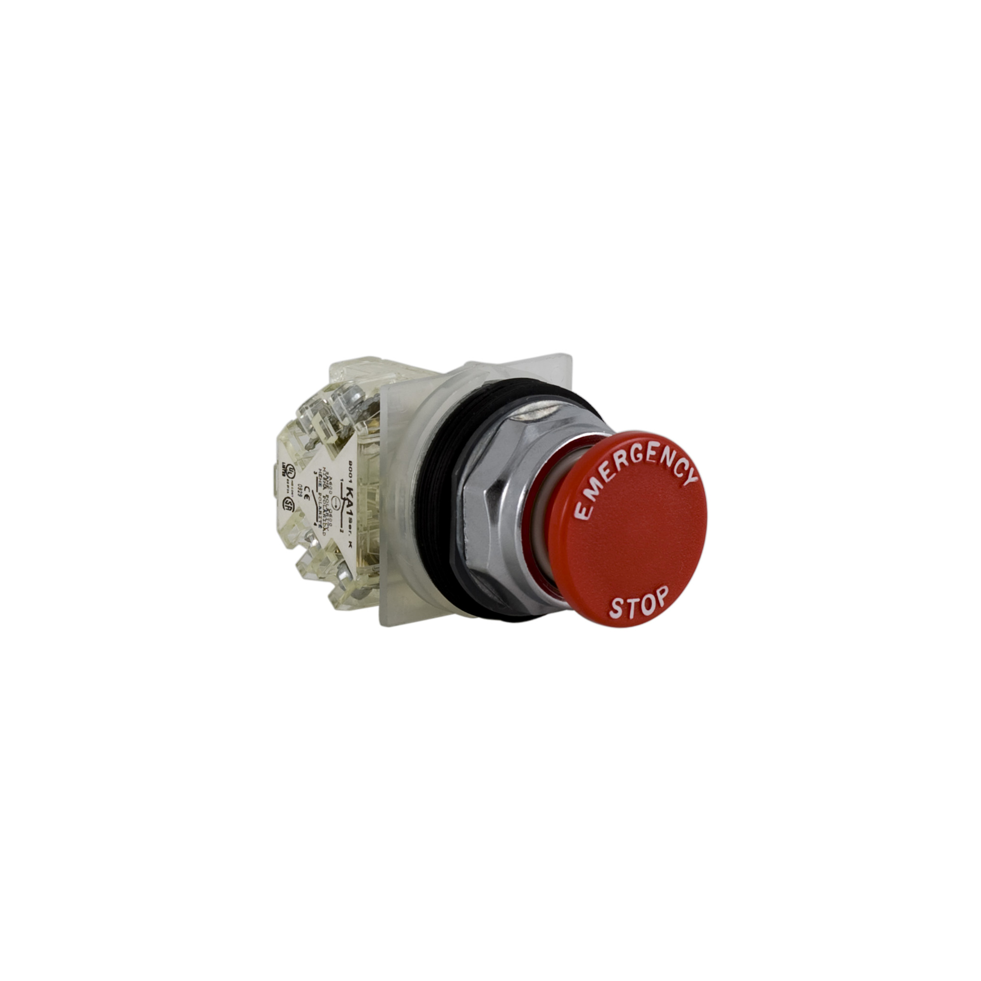 9001KR4R05H13 Harmony Pushbutton With Plastic Full Guard, 30 mm, 1NO-1NC Contact, 35 mm Mushroom Head Operator