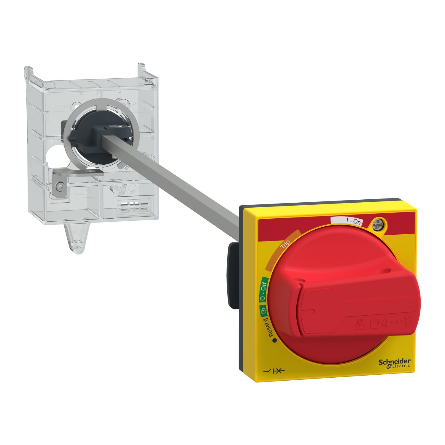 GV3APN02 TeSys Extended Rotary Handle Kit With Trip Indication, For Use With TeSys GV3P, GV3L Circuit Breaker, TeSys GV3 Manual Starter, Red/Yellow