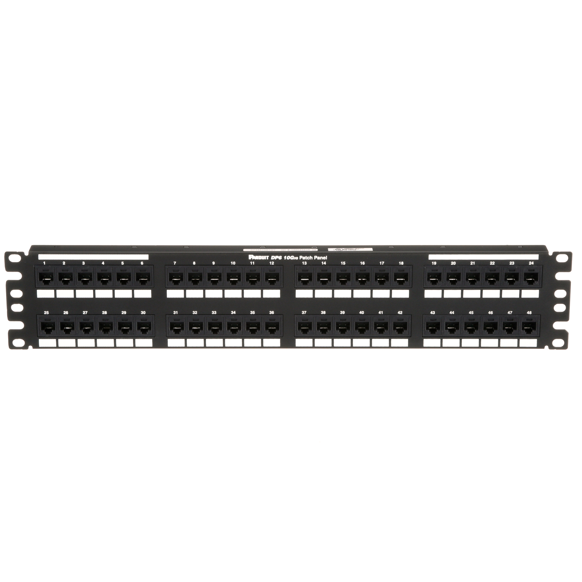 DP486X88TGY 10Gig Data-Patch DP6A PanNet 2RU Flat Patch Panel Kit, 48 Ports, Cat 6A, 26 to 22 AWG Terminal, Cold Rolled Steel