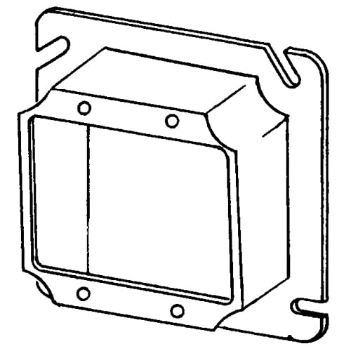 8486D 2-Device Raised Square Box Cover, 4-11/16 in L x 4-11/16 in W x 1 in D, Steel