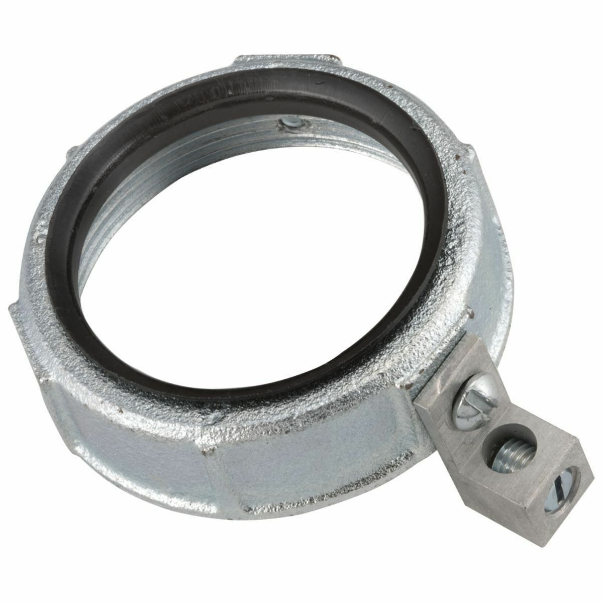 1236 Grounding Conduit Bushing With Feed-Thru Lug, 6 AWG to 250 kcmil AC Cable, 4 in Trade, Malleable Iron, Electro-Plated Zinc