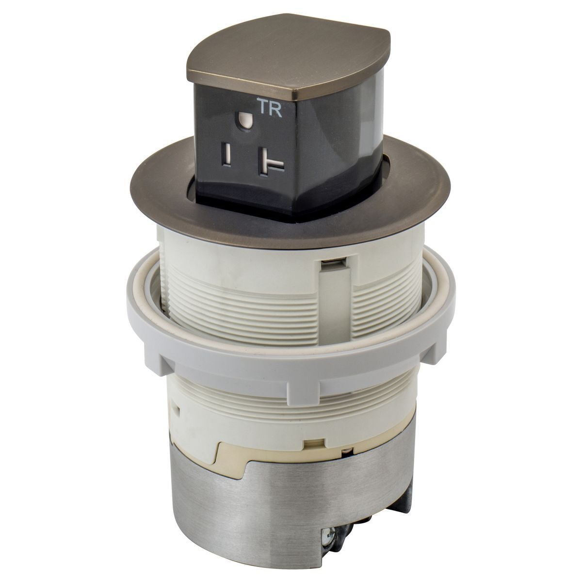 RCT220BZE 1-Outlet Pop-Up Standard Tamper-Resistant Kitchen Counter Receptacle, 125 V, 20 A, 2 Poles, 3 Wires, Bronze