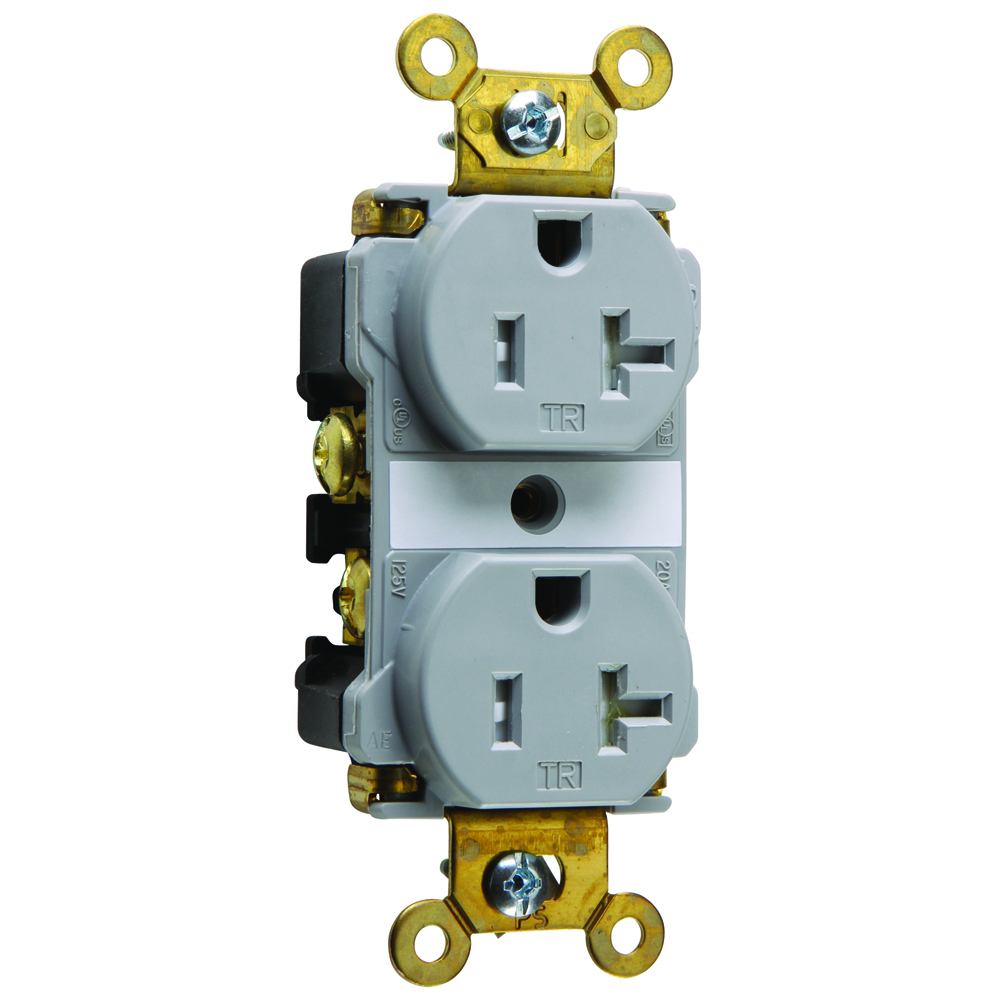 TR20GRY 20 Amp 125V Commercial Grade Duplex Receptacle, Gray