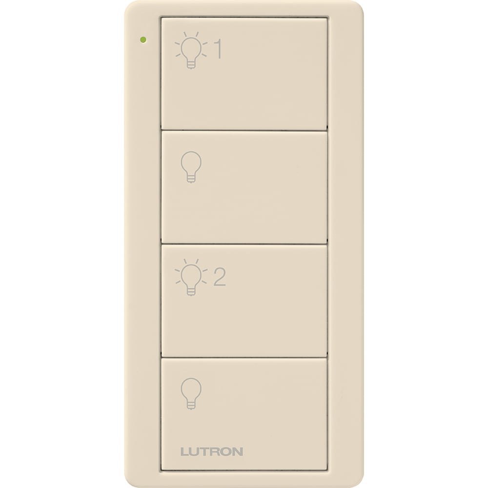 PJ2-4B-LA-L21P 4-Button 2 Group Control Pico Smart Remote with Light Icons, Light Almond