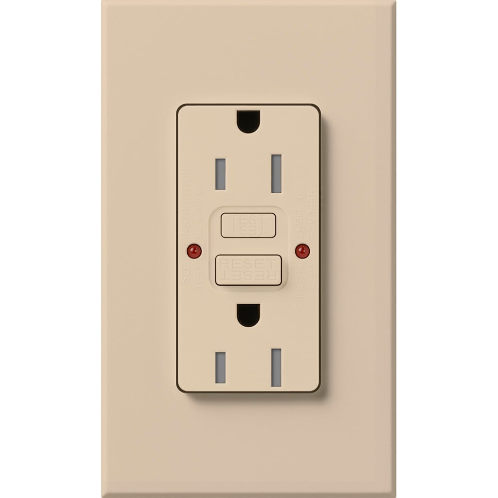NTR-15-GFST-TP Architectural  Tamper-Resistant GFCI Duplex Receptacle with Wall Plate, 15 Amp, Self-Testing, 125V, Matte, Taupe