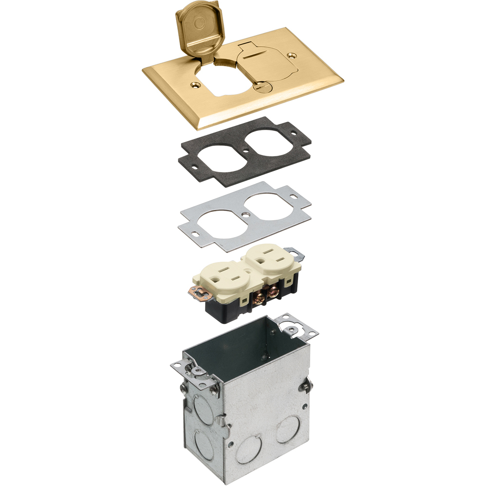 FLB5331MB Floor Box Kit, Brass/Plastic/Steel, 1 Gang