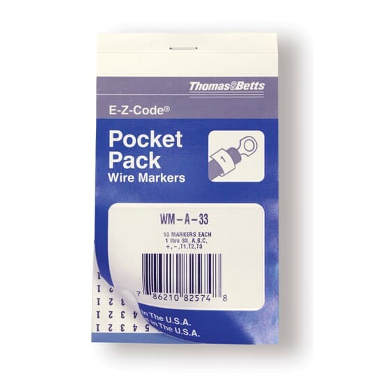 WM-A-33 E-Z Code Pre-Printed Wire Marker Book, 5 in L x 3 in W, Black/White, Vinyl Cloth