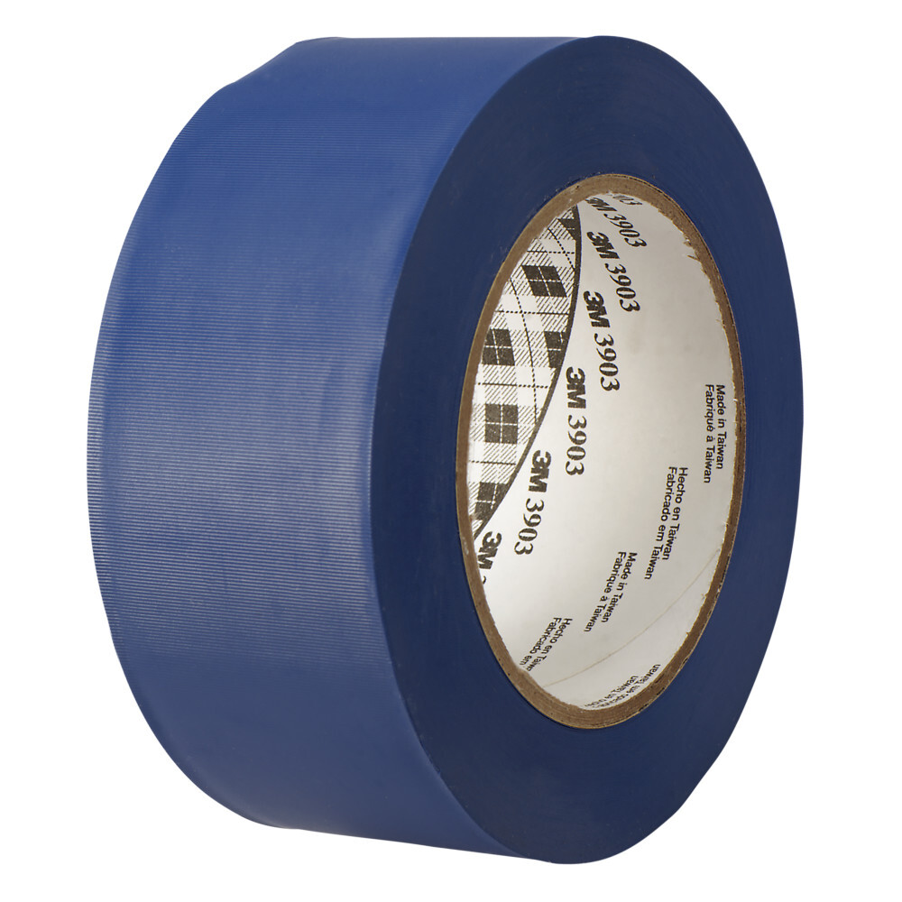 7100155016 3903 Tape, 50 yd L 2 in W, 6.5 mil THK, Rubber Adhesive, Vinyl Backing, Blue