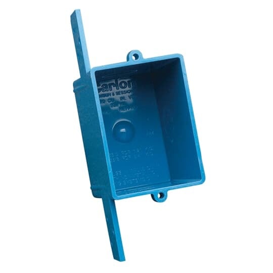 A58381E Carlon Non-Metallic Outlet Box, PVC, 16 cu-in Capacity, 1 Gang, 3 Knockouts, 2.92 in H x 2.06 in W x 2.98 in D