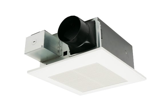 FV-0511VF1 WhisperFit DC Ventilation Fan, 50/80/110 cfm, 3 or 4 in Dia Duct, 10/13.2/17.9 W, 4.6/8.8/17.1 W, 120 V, 0.29 A, 0.8/1.2 sones, Import