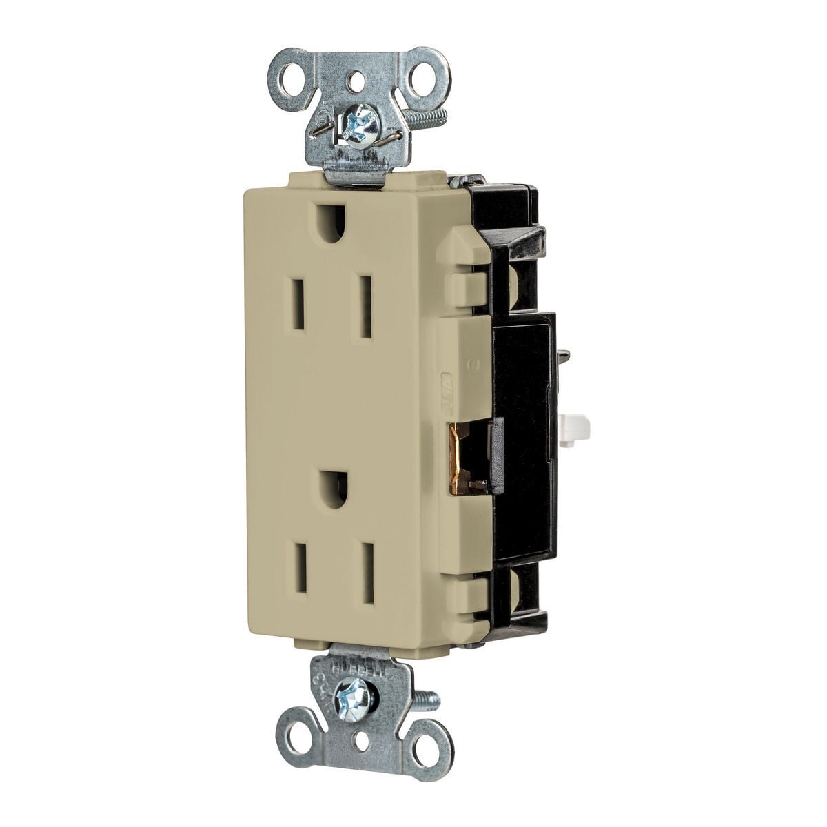 HBL2152STI EdgeConnect Straight Blade Receptacle, 125 V, 15 A, 2 Poles, 3 Wires, Ivory