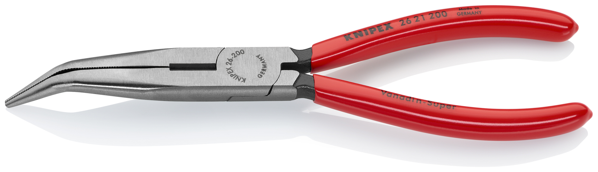 Long Nose 40° Angled Pliers with Cutter, 8 in., Plastic Coating, Bulk