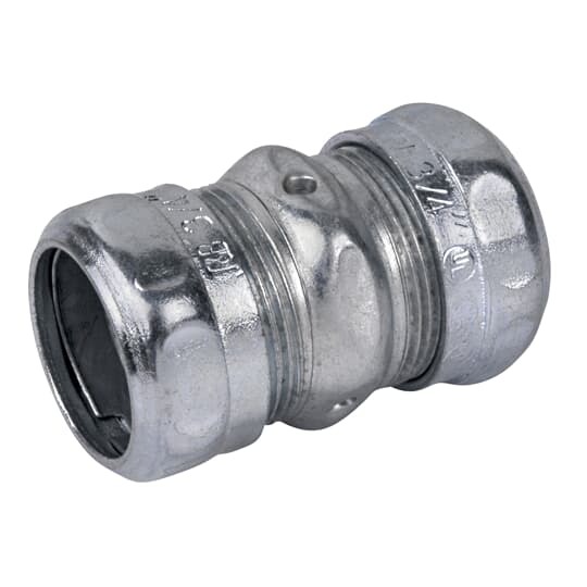 TK112A Steel City Compression Coupling, 3/4 in, For Use With EMT Conduit, Steel, Zinc Plated