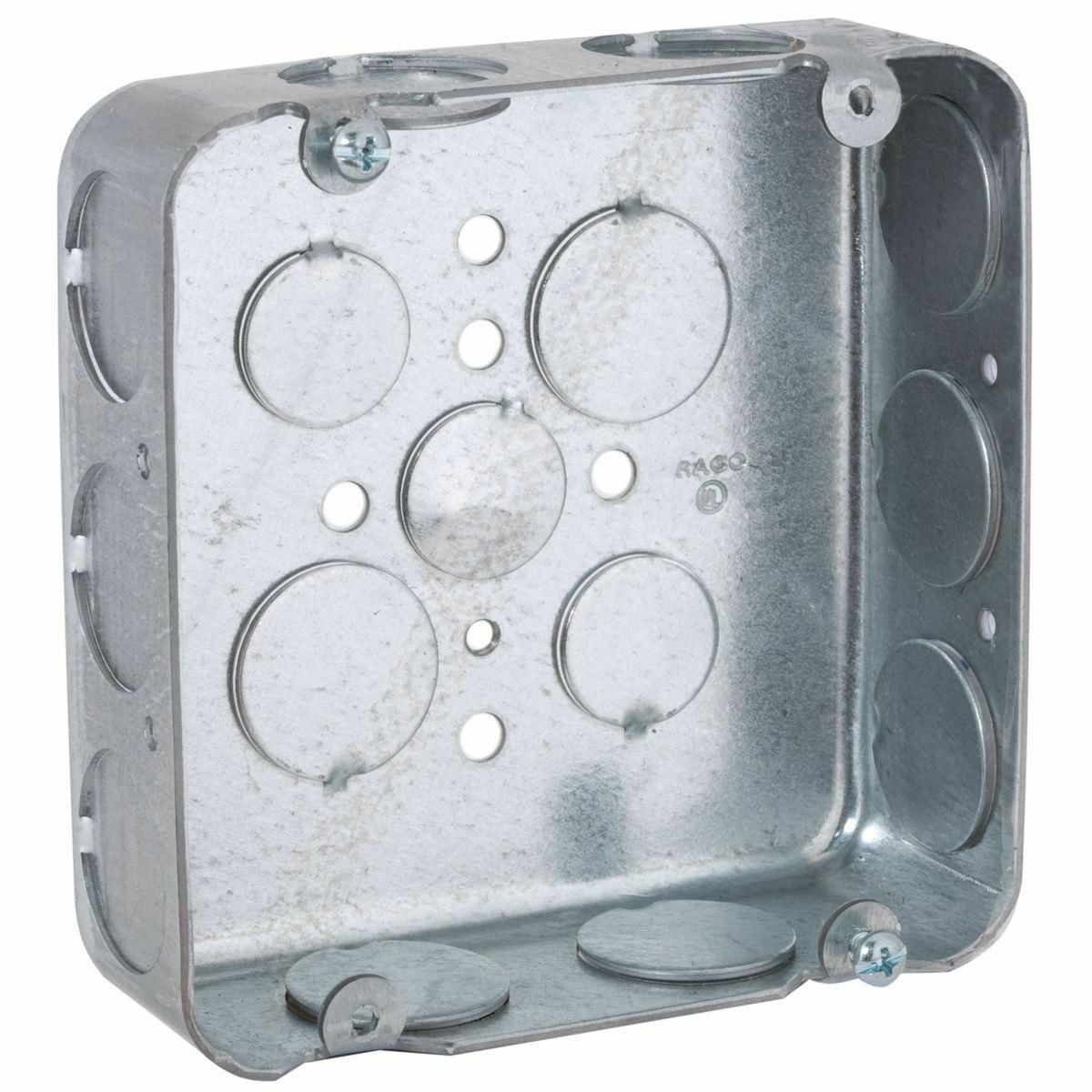 246 Square Box, Steel, 29.5 cu-in Capacity, (15) Knockouts, 4-11/16 in H x 4-11/16 in W x 1-1/2 in D